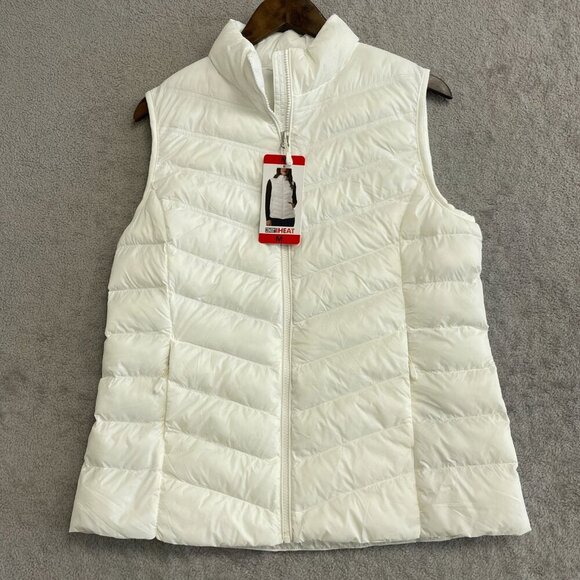 NEW 32 Degrees Heat Women's Size M White Puffer Vest Full Zip - Picture 5 of 9